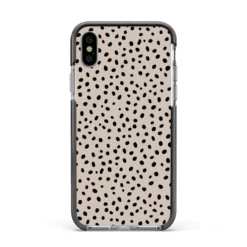 Almond Polka Dot IPhone Case -CaseCraze Store Almond Polka Dot Apple iPhone Xs Impact Case Black Edge on Silver Phone