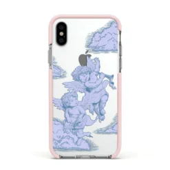 Angel Cloud Blue IPhone Case -CaseCraze Store Angel Cloud Blue Apple iPhone Xs Impact Case Pink Edge on Silver Phone