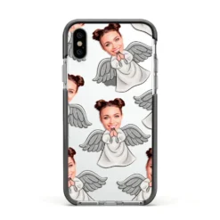 Angel Photo Face IPhone Case -CaseCraze Store Angel Photo Face Apple iPhone Xs Impact Case Black Edge on Silver Phone