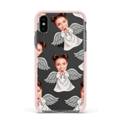Angel Photo Face IPhone Case -CaseCraze Store Angel Photo Face Apple iPhone Xs Impact Case Pink Edge on Black Phone