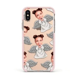 Angel Photo Face IPhone Case -CaseCraze Store Angel Photo Face Apple iPhone Xs Impact Case Pink Edge on Gold Phone