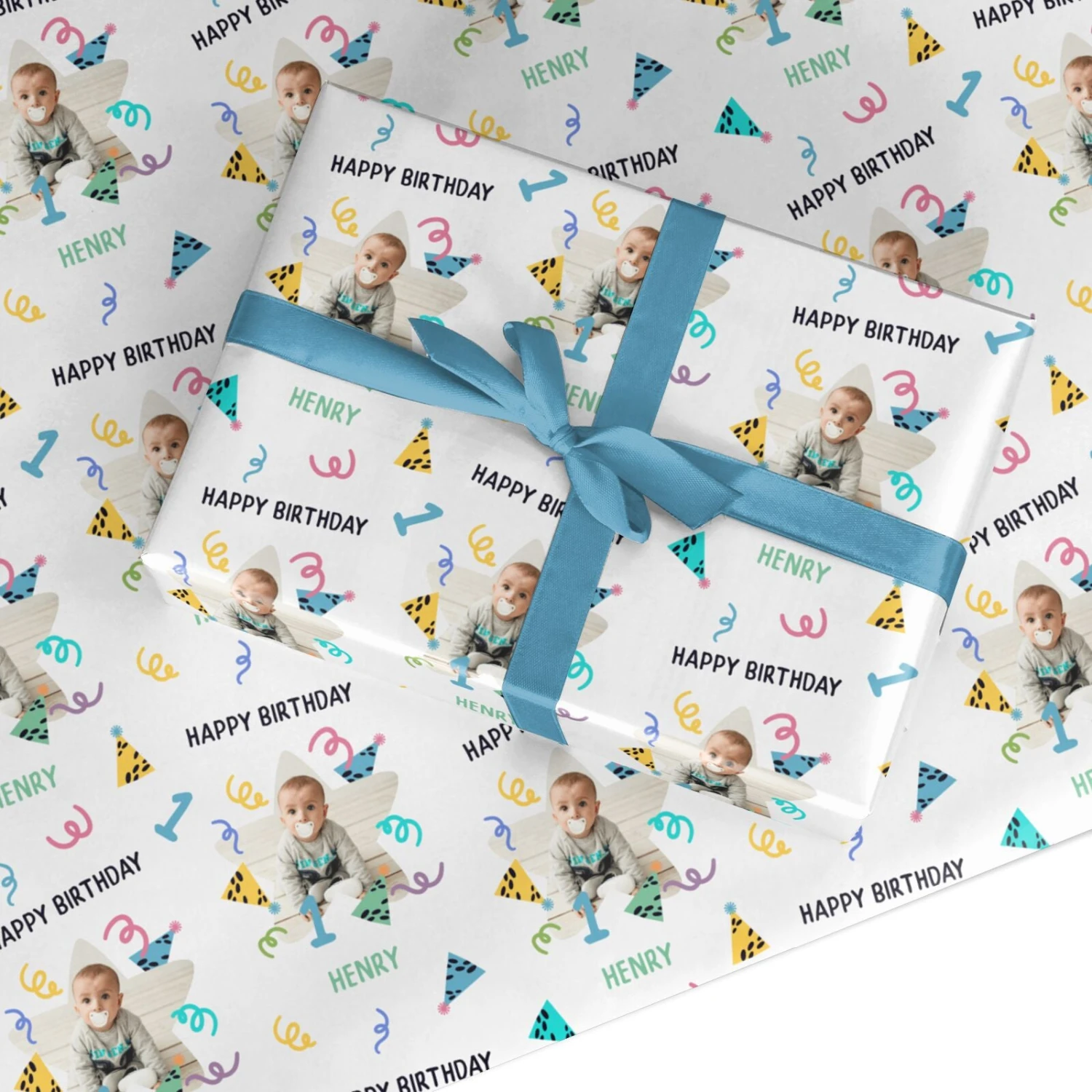 Any Age Happy Birthday Personalised Photo Wrapping Paper 1 Any Age Happy Birthday Personalised Photo Wrapping Paper