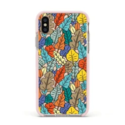 Autumn Leaves IPhone Case 36 Autumn Leaves IPhone Case -CaseCraze Store Autumn Leaves Apple iPhone Xs Impact Case Pink Edge on Gold Phone