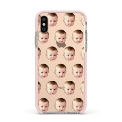 Baby Face IPhone Case -CaseCraze Store Baby Face Apple iPhone Xs Impact Case Pink Edge on Gold Phone