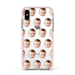 Baby Face IPhone Case -CaseCraze Store Baby Face Apple iPhone Xs Impact Case Pink Edge on Silver Phone