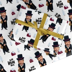 Bah Humbug Photo Face Personalised Christmas Wrapping Paper