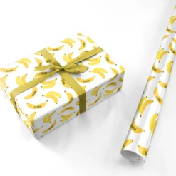 Banana Print With Name Wrapping Paper -CaseCraze Store Banana Print with Name Personalised Wrapping Paper