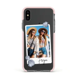 Beach Photo IPhone Case -CaseCraze Store Beach Photo Apple iPhone Xs Impact Case Pink Edge on Black Phone
