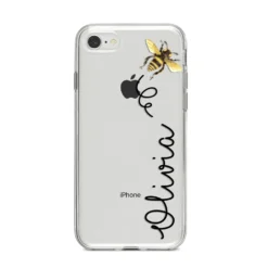 Bee In Flight Personalised Name IPhone Case -CaseCraze Store Bee in Flight Personalised Name iPhone 8 Bumper Case on Silver iPhone