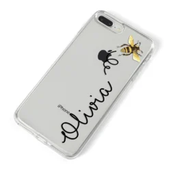 Bee In Flight Personalised Name IPhone Case -CaseCraze Store Bee in Flight Personalised Name iPhone 8 Plus Bumper Case on Silver iPhone Alternative Image