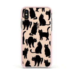 Black Cat IPhone Case -CaseCraze Store Black Cat Apple iPhone Xs Impact Case Pink Edge on Gold Phone