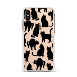 Black Cat IPhone Case -CaseCraze Store Black Cat Apple iPhone Xs Impact Case White Edge on Gold Phone
