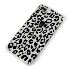Black Leopard Print IPhone Case -CaseCraze Store Black Leopard Print iPhone 8 Plus Bumper Case on Silver iPhone Alternative Image