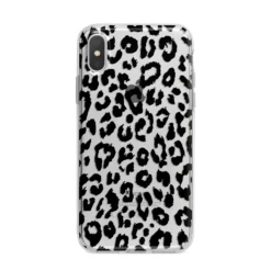 Black Leopard Print IPhone Case -CaseCraze Store Black Leopard Print iPhone X Bumper Case on Silver iPhone Alternative Image 1
