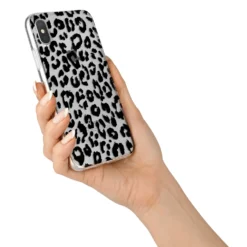 Black Leopard Print IPhone Case -CaseCraze Store Black Leopard Print iPhone X Bumper Case on Silver iPhone Alternative Image 2