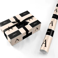 Black Neutral Personalised Initial Wrapping Paper -CaseCraze Store Black Neutral Personalised Initial Personalised Wrapping Paper