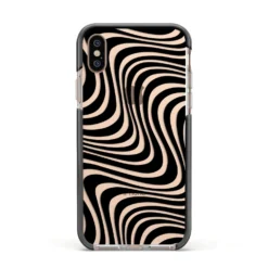 Black Wave IPhone Case -CaseCraze Store Black Wave Apple iPhone Xs Impact Case Black Edge on Gold Phone