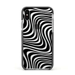 Black Wave IPhone Case -CaseCraze Store Black Wave Apple iPhone Xs Impact Case Black Edge on Silver Phone