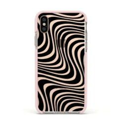 Black Wave IPhone Case -CaseCraze Store Black Wave Apple iPhone Xs Impact Case Pink Edge on Gold Phone
