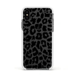 Black & White Leopard Print IPhone Case -CaseCraze Store Black White Leopard Print Apple iPhone Xs Impact Case White Edge on Black Phone
