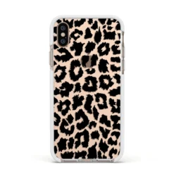 Black & White Leopard Print IPhone Case -CaseCraze Store Black White Leopard Print Apple iPhone Xs Impact Case White Edge on Gold Phone