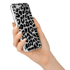 Black & White Leopard Print IPhone Case -CaseCraze Store Black White Leopard Print iPhone 7 Bumper Case on Silver iPhone Alternative Image