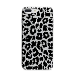 Black & White Leopard Print IPhone Case -CaseCraze Store Black White Leopard Print iPhone 7 Plus Bumper Case on Silver iPhone
