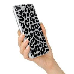 Black & White Leopard Print IPhone Case -CaseCraze Store Black White Leopard Print iPhone 7 Plus Bumper Case on Silver iPhone Alternative Image