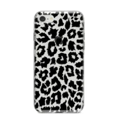 Black & White Leopard Print IPhone Case -CaseCraze Store Black White Leopard Print iPhone 8 Bumper Case on Silver iPhone