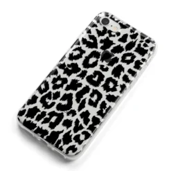 Black & White Leopard Print IPhone Case -CaseCraze Store Black White Leopard Print iPhone 8 Bumper Case on Silver iPhone Alternative Image