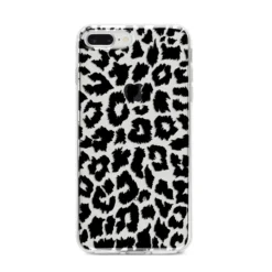 Black & White Leopard Print IPhone Case -CaseCraze Store Black White Leopard Print iPhone 8 Plus Bumper Case on Silver iPhone