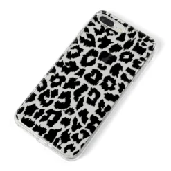Black & White Leopard Print IPhone Case -CaseCraze Store Black White Leopard Print iPhone 8 Plus Bumper Case on Silver iPhone Alternative Image