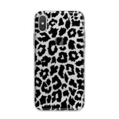 Black & White Leopard Print IPhone Case -CaseCraze Store Black White Leopard Print iPhone X Bumper Case on Silver iPhone Alternative Image 1