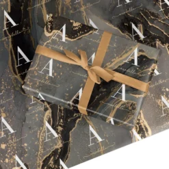 Black And Gold Marble Wrapping Paper