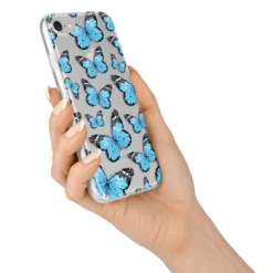 Blue Butterfly IPhone Case -CaseCraze Store Blue Butterfly iPhone 7 Bumper Case on Silver iPhone Alternative Image