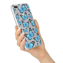 Blue Butterfly IPhone Case -CaseCraze Store Blue Butterfly iPhone 7 Plus Bumper Case on Silver iPhone Alternative Image