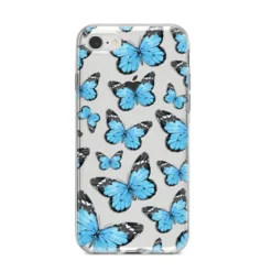 Blue Butterfly IPhone Case -CaseCraze Store Blue Butterfly iPhone 8 Bumper Case on Silver iPhone
