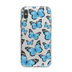 Blue Butterfly IPhone Case -CaseCraze Store Blue Butterfly iPhone X Bumper Case on Silver iPhone Alternative Image 1