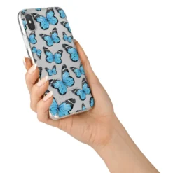 Blue Butterfly IPhone Case -CaseCraze Store Blue Butterfly iPhone X Bumper Case on Silver iPhone Alternative Image 2