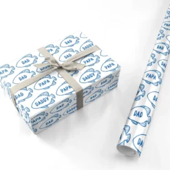 Blue Fish Fathers Day Wrapping Paper -CaseCraze Store Blue Fish Fathers Day Personalised Wrapping Paper