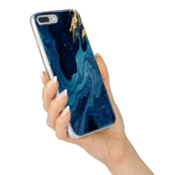 Blue Lagoon Marble IPhone Case -CaseCraze Store Blue Lagoon Marble iPhone 7 Plus Bumper Case on Silver iPhone Alternative Image