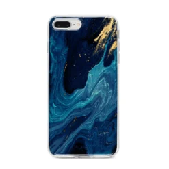 Blue Lagoon Marble IPhone Case -CaseCraze Store Blue Lagoon Marble iPhone 8 Plus Bumper Case on Silver iPhone