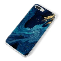 Blue Lagoon Marble IPhone Case -CaseCraze Store Blue Lagoon Marble iPhone 8 Plus Bumper Case on Silver iPhone Alternative Image