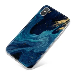 Blue Lagoon Marble IPhone Case -CaseCraze Store Blue Lagoon Marble iPhone X Bumper Case on Silver iPhone