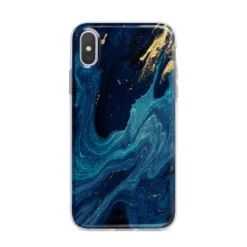 Blue Lagoon Marble IPhone Case -CaseCraze Store Blue Lagoon Marble iPhone X Bumper Case on Silver iPhone Alternative Image 1