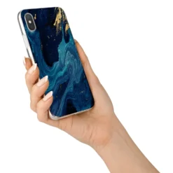 Blue Lagoon Marble IPhone Case -CaseCraze Store Blue Lagoon Marble iPhone X Bumper Case on Silver iPhone Alternative Image 2