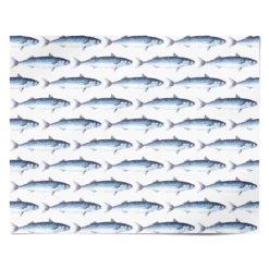 Blue Mackerel Fish Pattern Wrapping Paper -CaseCraze Store Blue Mackerel Fish Pattern Personalised Wrapping Paper Alternative