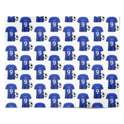 Blue Personalised Football Shirt Wrapping Paper -CaseCraze Store Blue Personalised Football Shirt Personalised Wrapping Paper Alternative