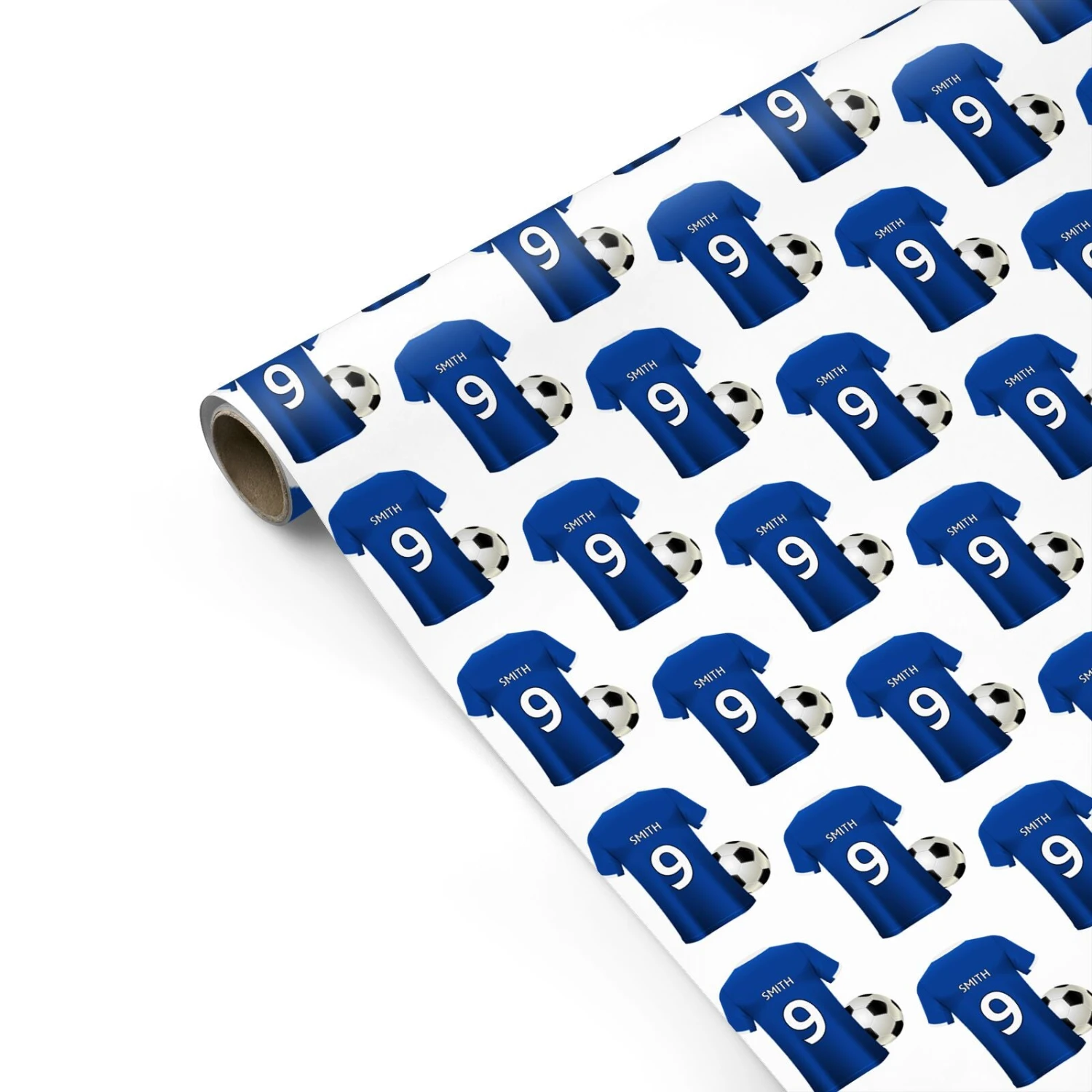 Blue Personalised Name Football Shirt Wrapping Paper 2 Blue Personalised Name Football Shirt Wrapping Paper - Image 2