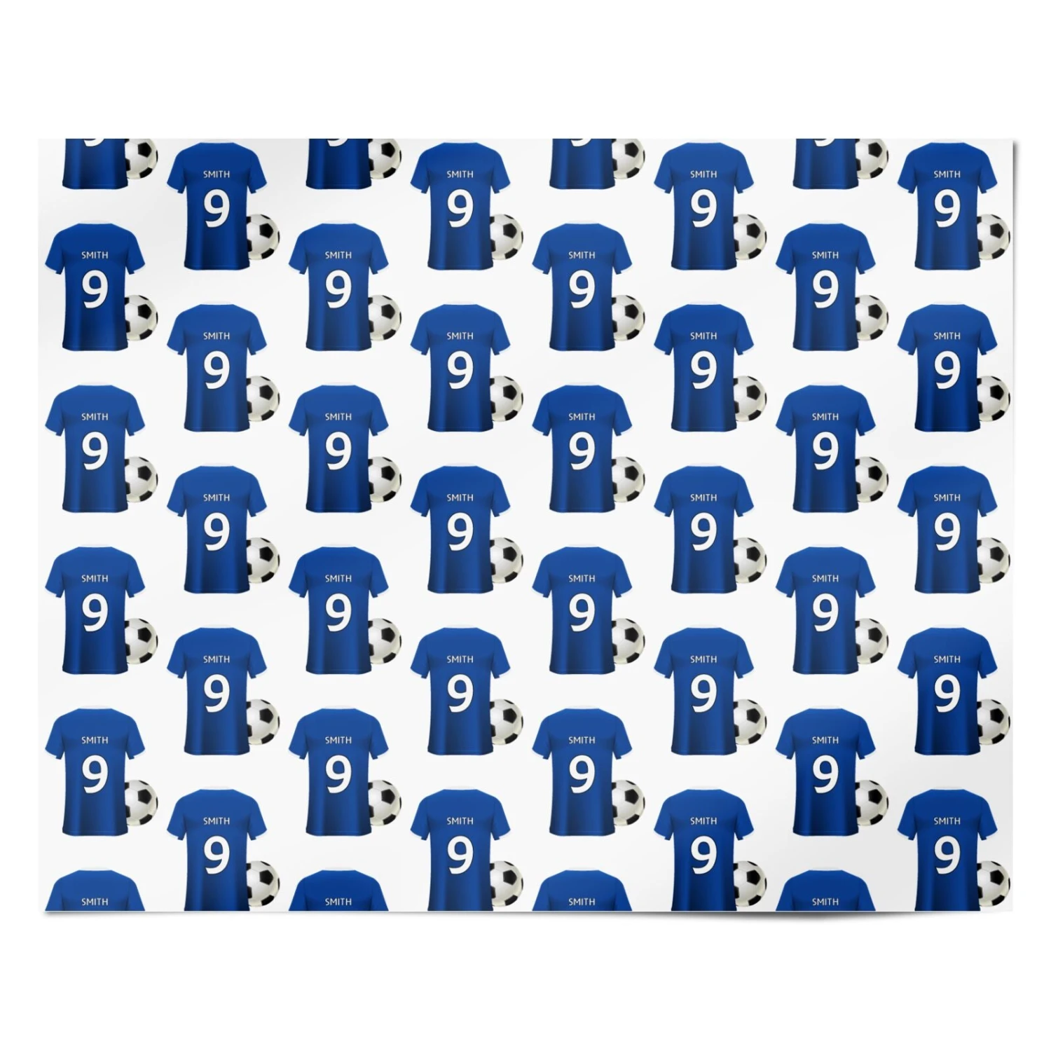 Blue Personalised Name Football Shirt Wrapping Paper 4 Blue Personalised Name Football Shirt Wrapping Paper - Image 4
